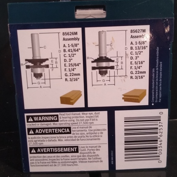 Bosch Carbide Router Bits 85626M & 85627M - Picture 3 of 3